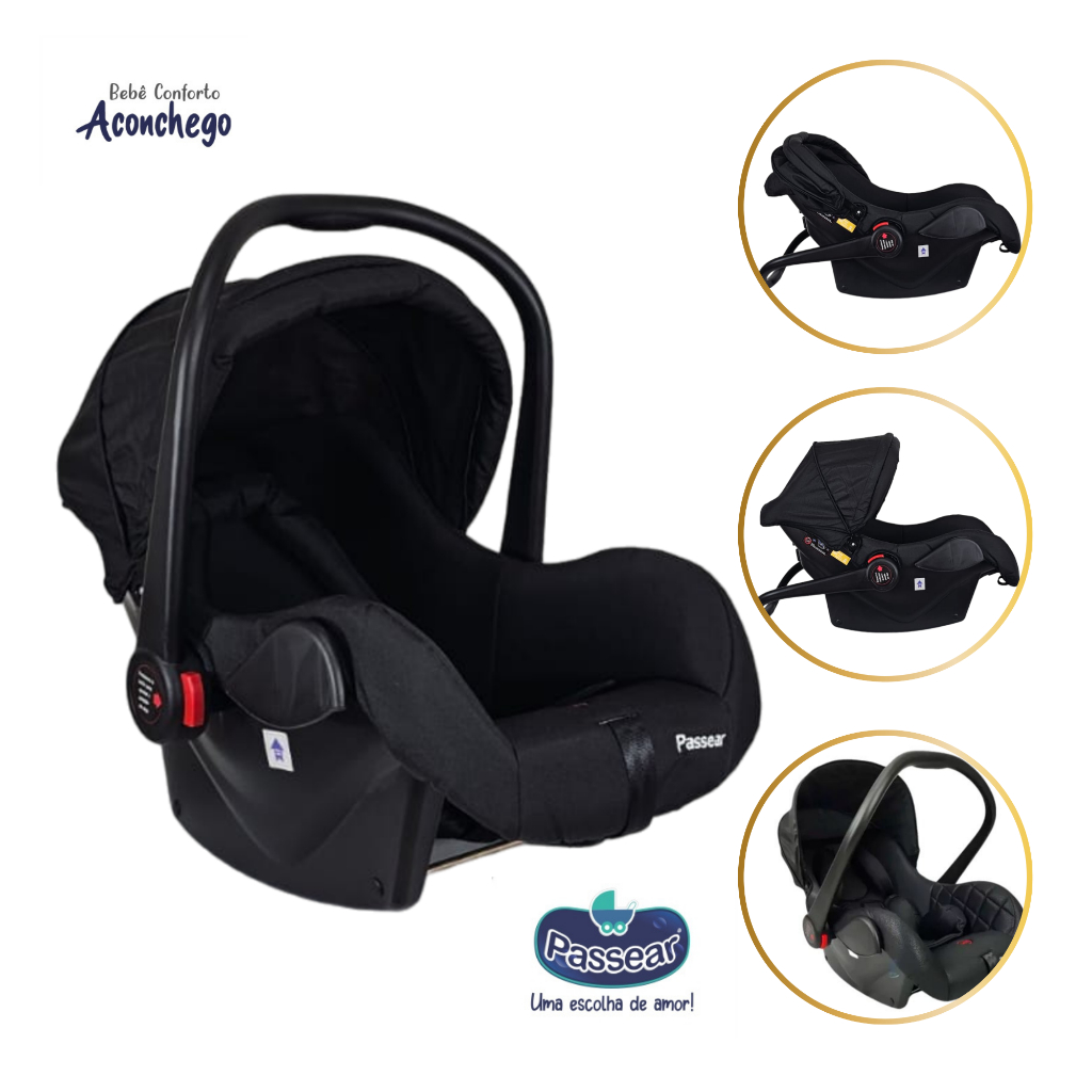 BEBÊ CONFORTO ACONCHEGO PRETO 0 À 13KG COMPATÍVEL COM CARRINHO PASSEAR APOLO