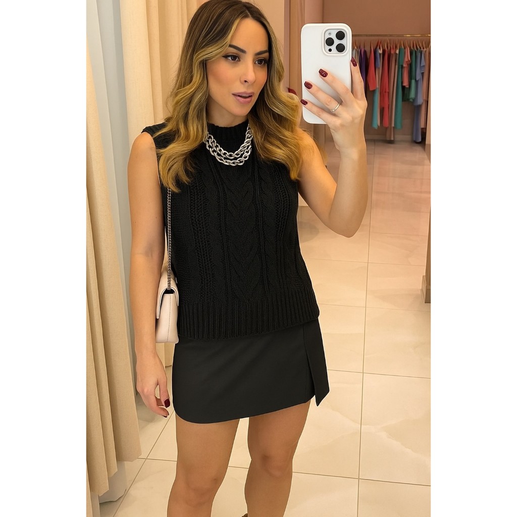 Colete de Tricot Looks com Colete de Trico Colete de Lã Feminino Colete Feminino Tricot