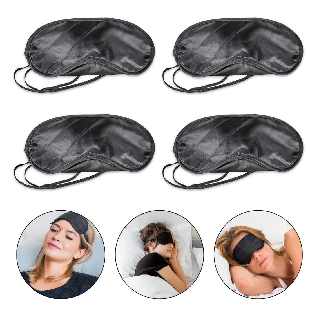 Kit 4 Máscara Dormir Tapa Olhos Cetim Blackout Viagem Soneca Voo Repouso Descanso Tecido