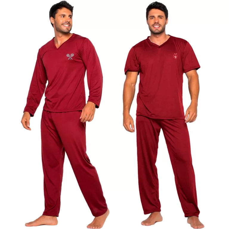 Kit Trajes de Dormir Lisos Poliéster Pijama Mascu