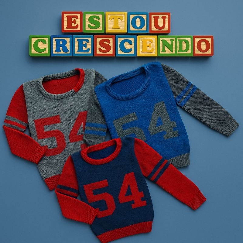 Blusa Tricô Infantil Menino com Estampa  Lã Macia e Confortável