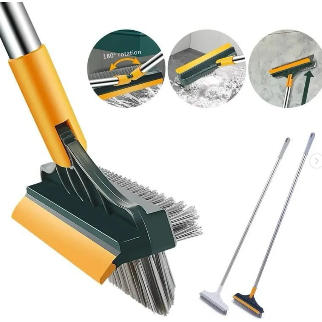 Vassoura com Rodo 2 em 1 Multiuso Banheiro, Cozinha e Pisos (1 Metro)