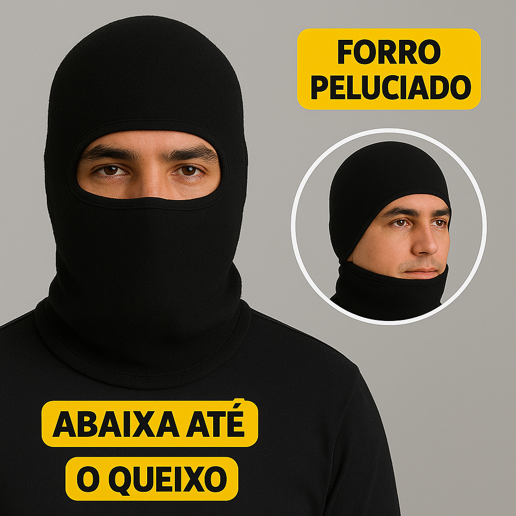 Touca Ninja Balaclava Térmica Unissex Com Forro Peluciado Proteção UV Moto Frio Motoboy Elastano