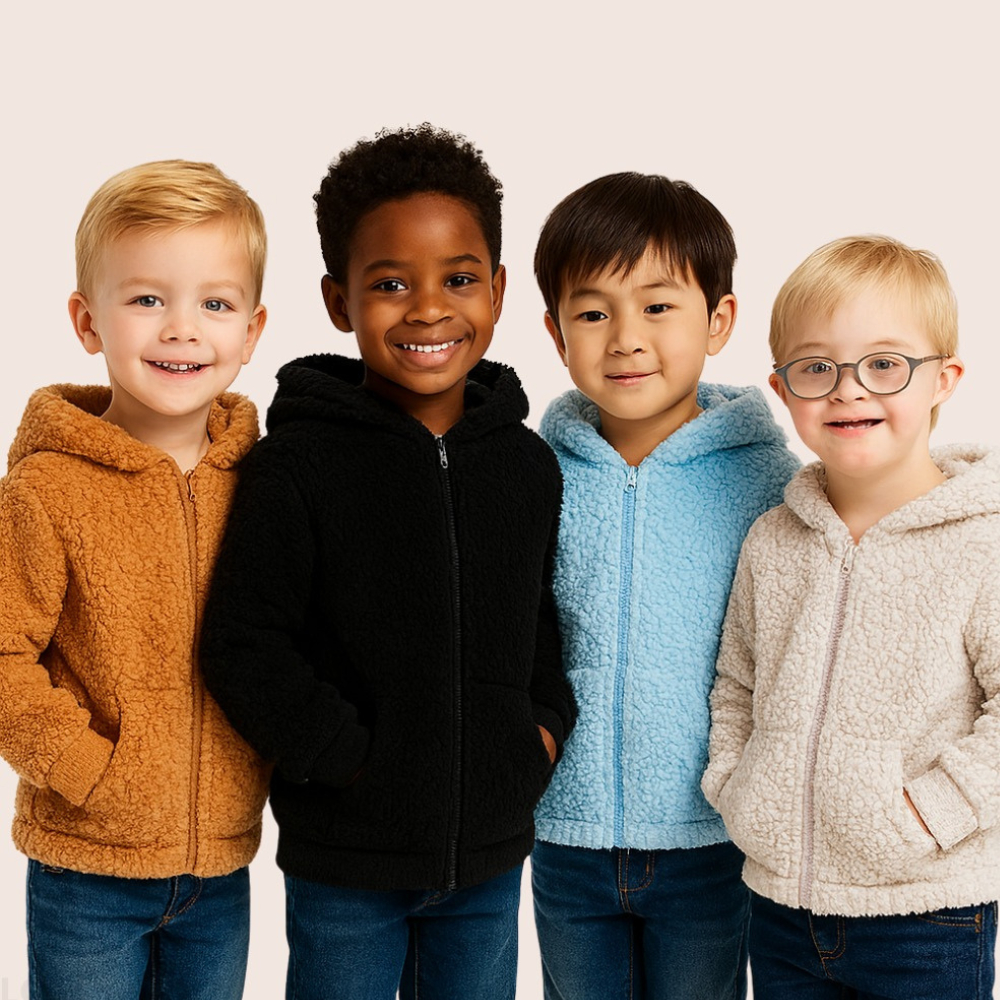 Casaco Teddy Infantil menino Capuz Touca com Ziper Ted Tedy Forrado Quente Feminino Jaqueta Infantil