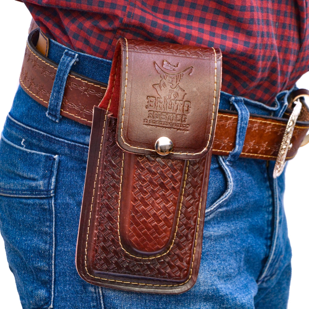 Bainha Capinha Country Canguru Celular Canivete Couro Legítimo