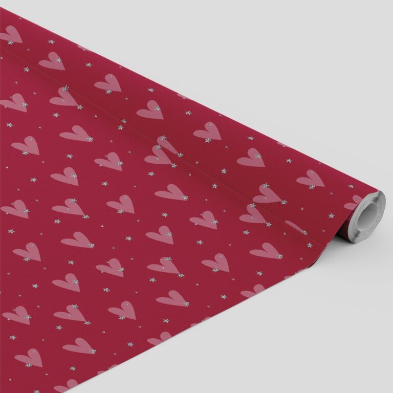Tecido Oxford Estampado Magenta Coração Estrela 