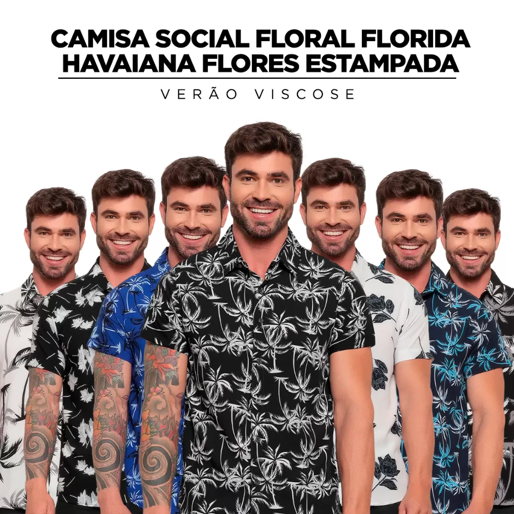 Camisa Social Floral Florida Havaiana Flores Estampada 2025 Lançamento Verão Viscose