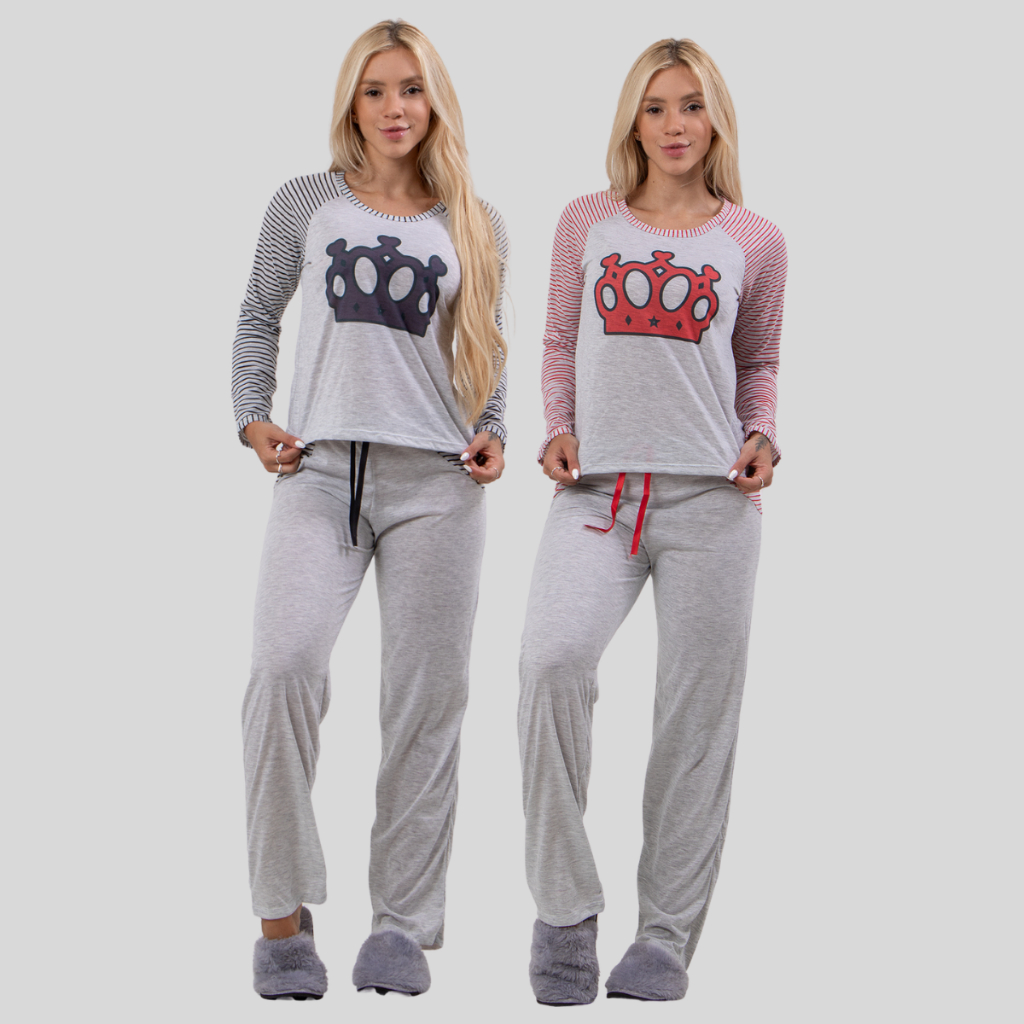 Pijama Feminino Longo KIT 2 UNIDADES Inverno Linha Noite