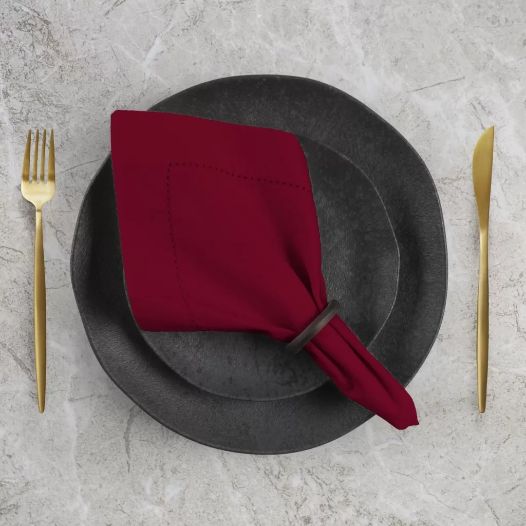 Guardanapo de Tecido Algodão Ponto Ajour 2 Peças – Bordô