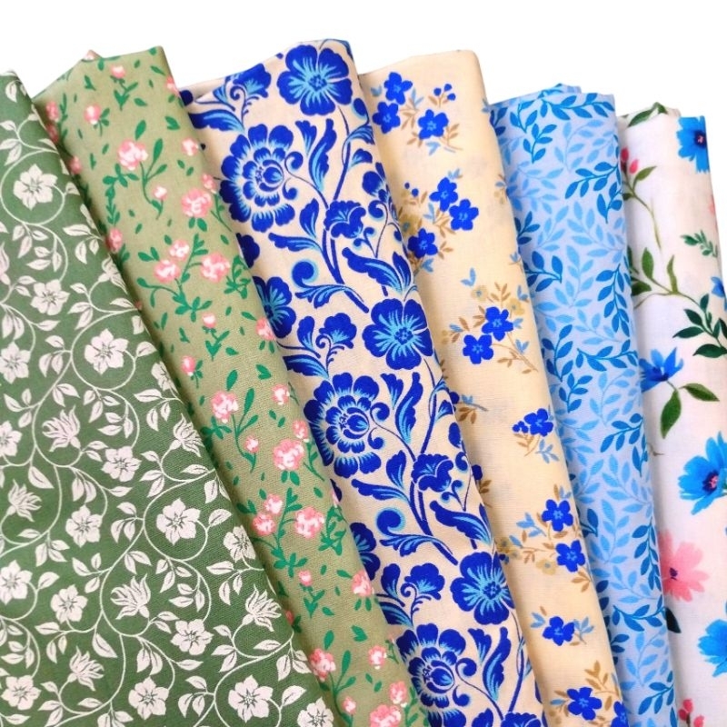 Kit Retalhos 25cm x 50cm Tricoline Floral 100% Algodão
