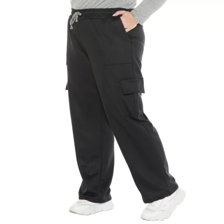 Calça Pantalona Cargo de Moletom Careca Plus Size