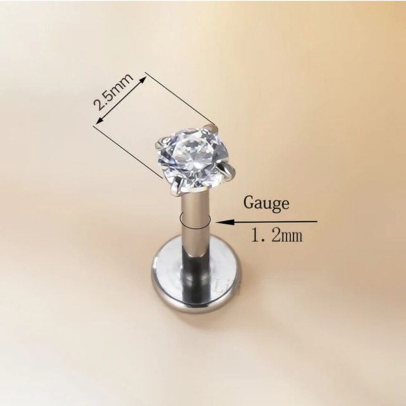 Piercing Labret Ponto De Luz Helix Tragus Conch Aço Cirúrgico