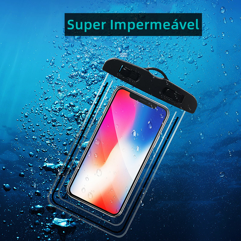 Kit 3 Capa Bolsa Prova Dágua Impermeável Celular Transparente Universal