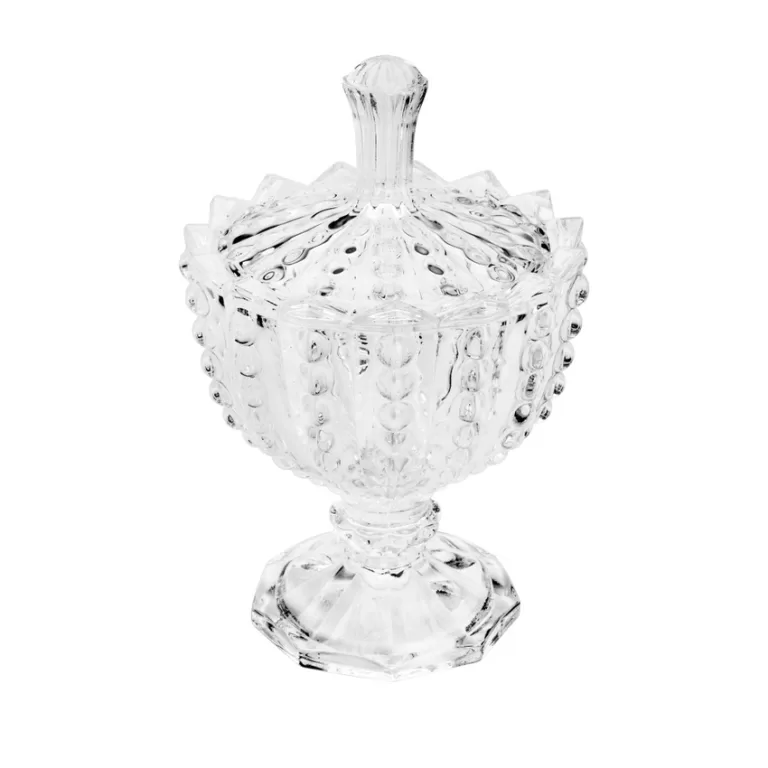 Pote Potiche de Cristal Com Pé Bolhas 9,5×14