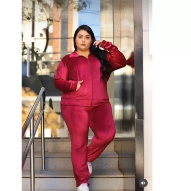 Conjunto Feminino Veludo conjunto de frio plus siz