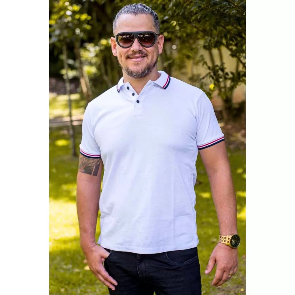 Camisa gola Polo Masculina adulto Branca