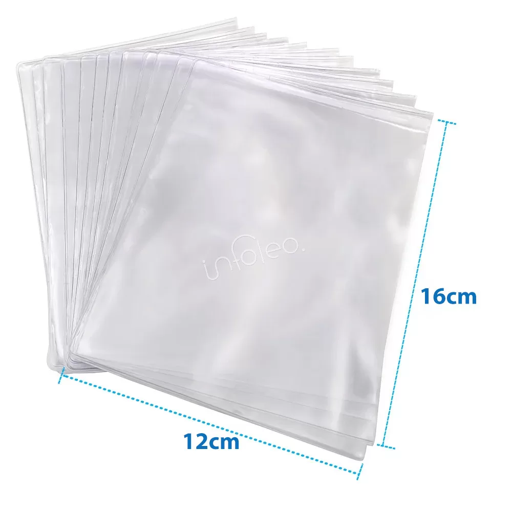 Luva Capa Plástica Protetora A6 12x16cm Tipo U para Cadernos e Agendas – 2, 4, 6, 8 ou 10 unidades