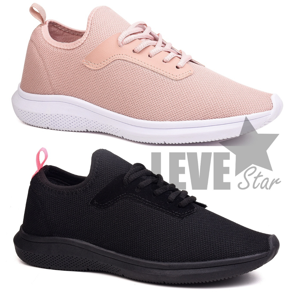 kit 2 pares tênis calce fácil feminino confortável leve estilo meia cadarços decorativos