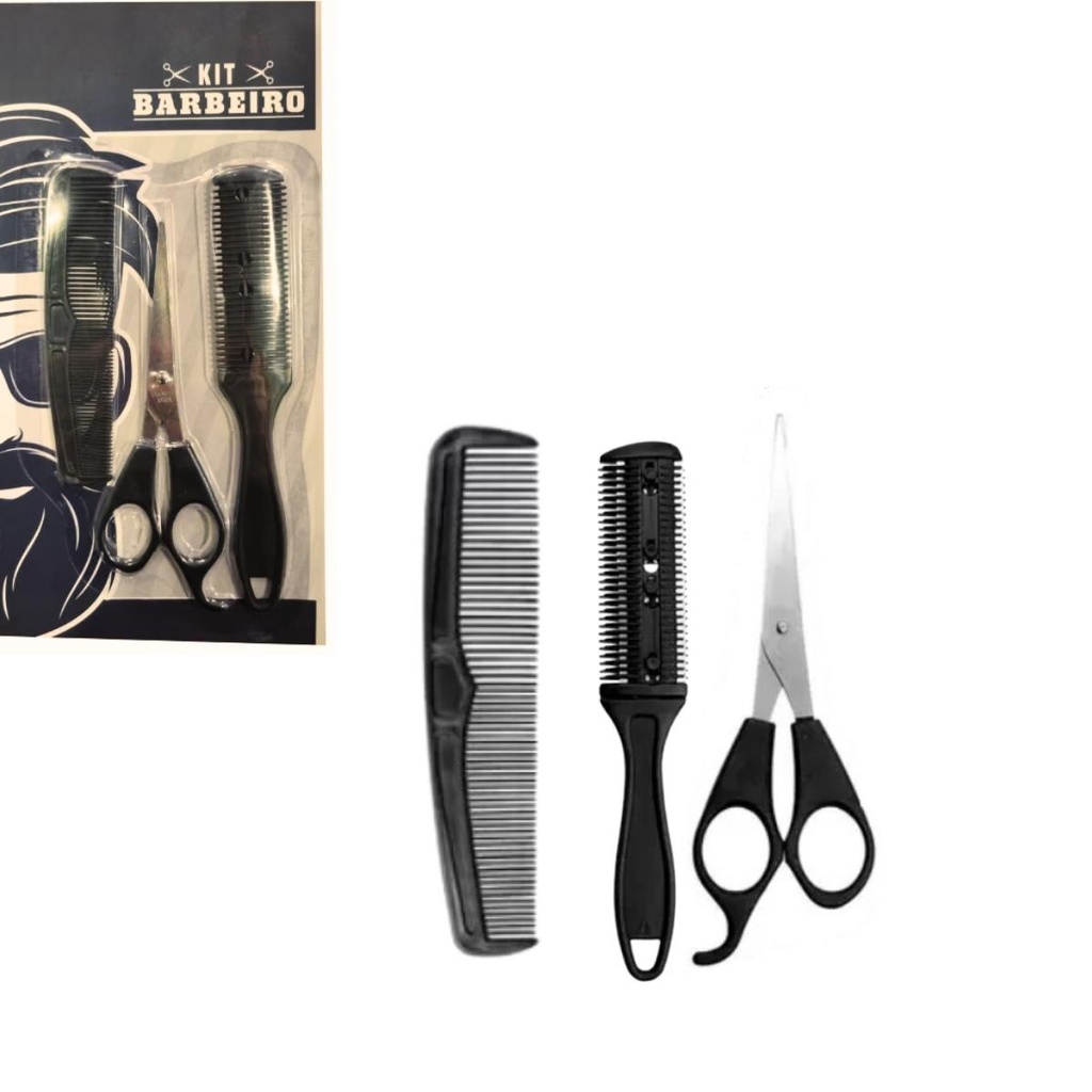 Kit Black só para Barbeiros 15,5cm Tesoura Barbeiro Profissional