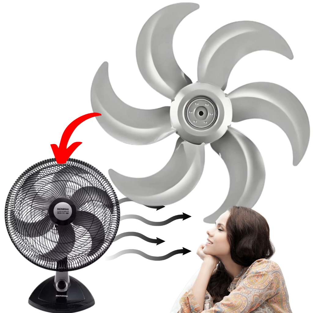 Hélice Do Ventilador Mondial 40cm 6 Pás Prata VT-41 Original