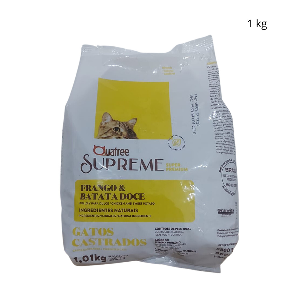 Quatree supreme gato castrado 1-kg kit com 3-frango e batata