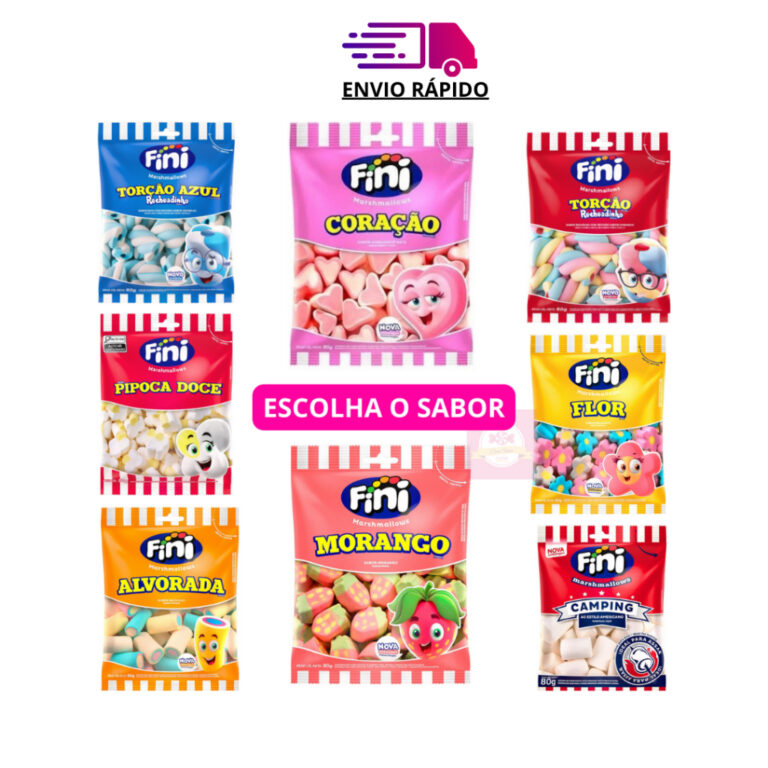 Pacote Marshmallow Fini Colorido Sabores Variados