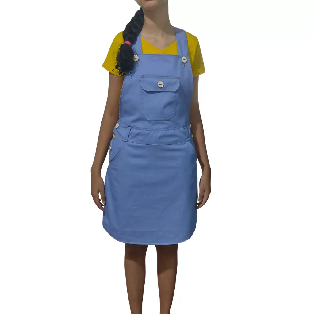 Jardineira Jeans Feminina Saia Azul