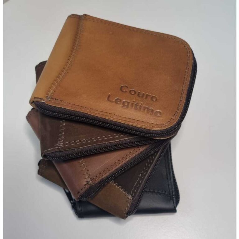 carteira de zíper masculina couro porta cartão e
