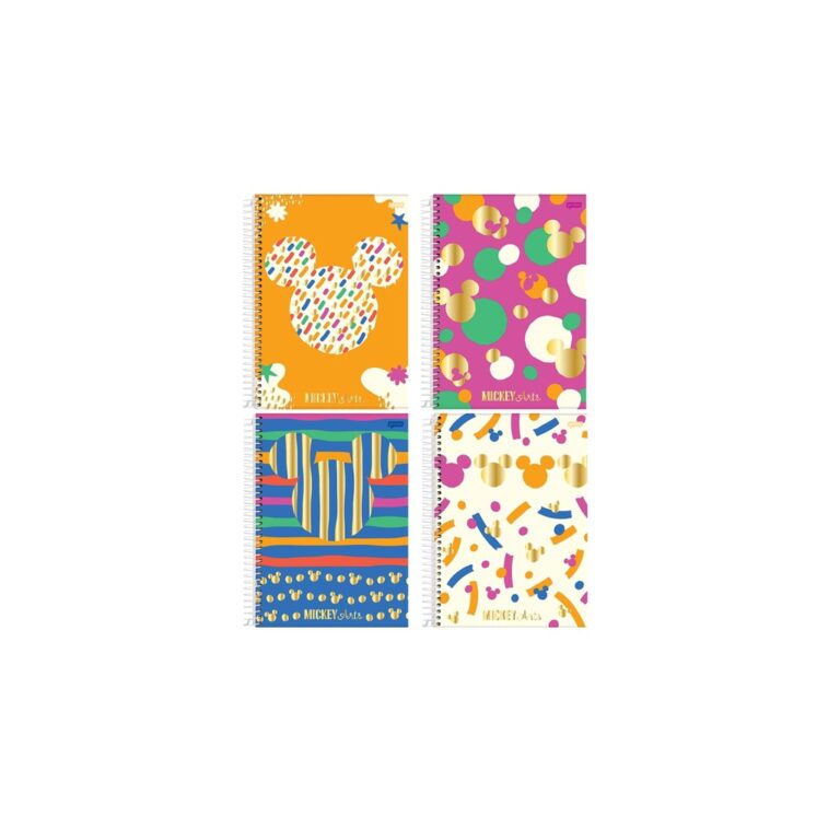 Caderno Universitário Mickey Arts Capa Dura 160fl