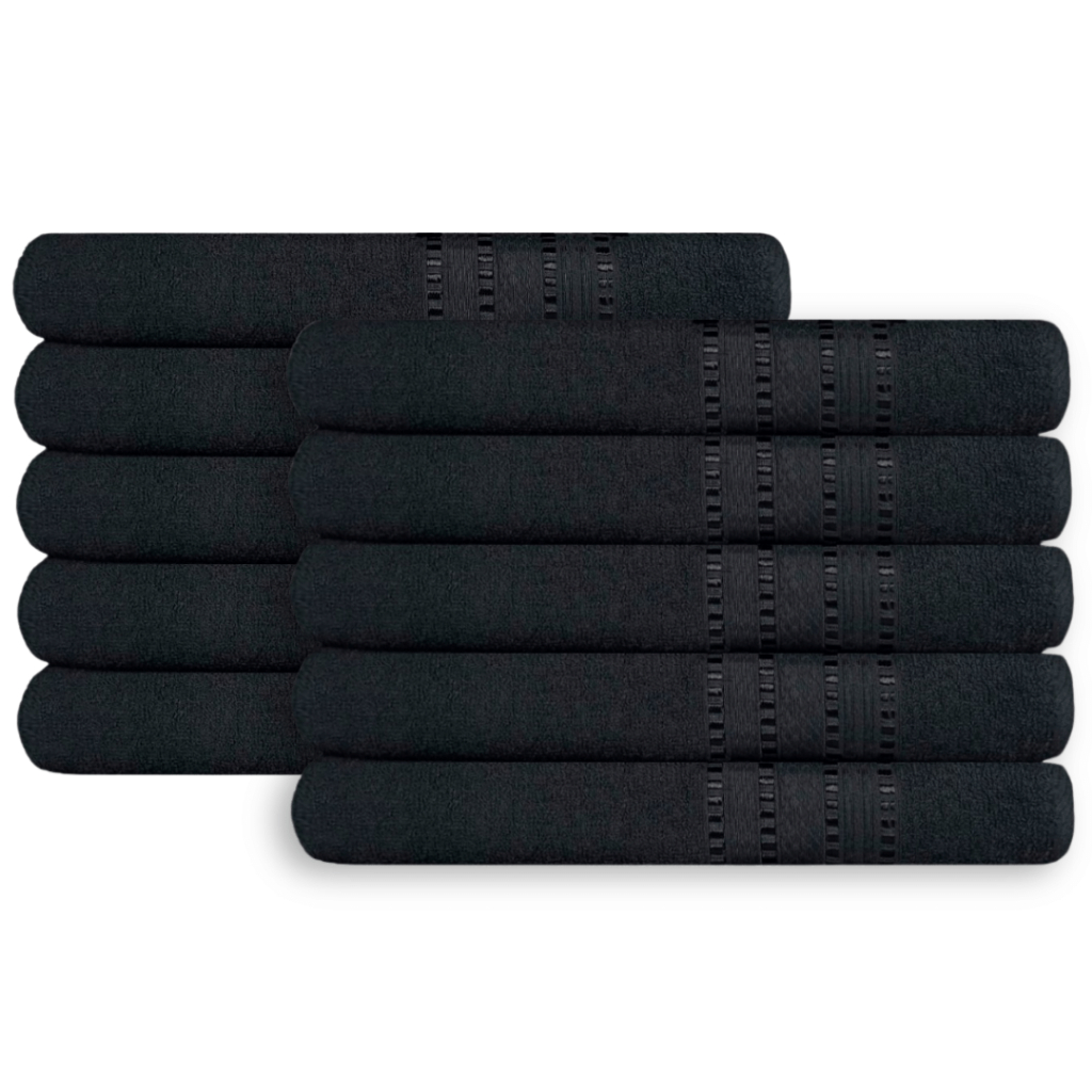Kit 10pçs Toalhas de Banho Topázio Pretas 100%Algodão 140x70cm 300g Atacado