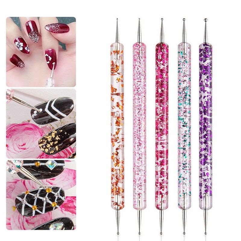 Kit 5 Pincéis boleadores de pontas duplas decoração de Unha