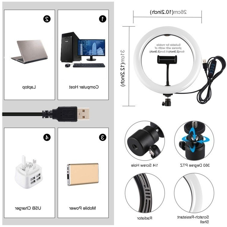 Ring Light Iluminador De Led de mesas Usb 16cm ou 
