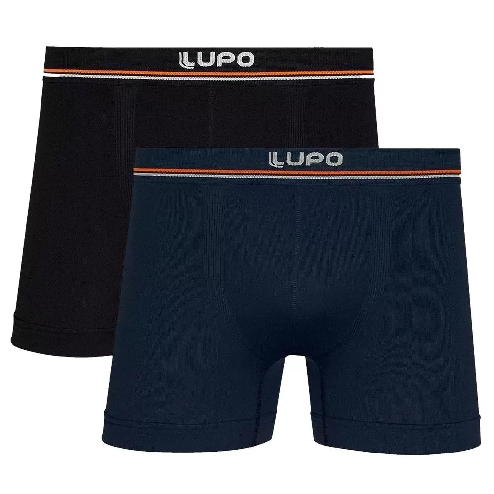 Kit 2 Cuecas Boxer Lupo Microfibra Sem Costura – Marinho e Preto