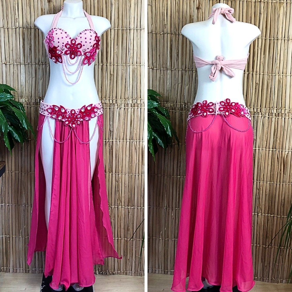 [Liquidação] Dança do Ventre Traje Bordado Completo Pronta Entrega M (42)-TPCL-724