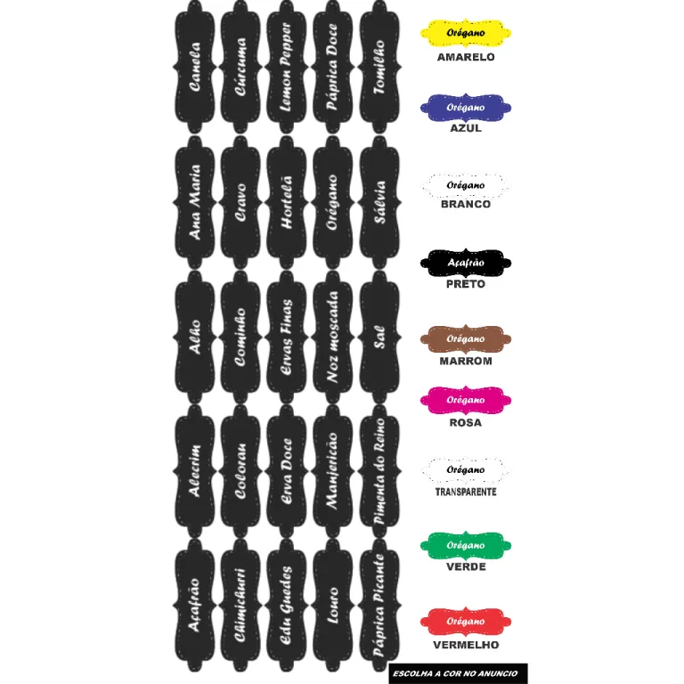 CARTELA TEMPERO 25 ETIQUETAS ADESIVO AUTO COLANTE 