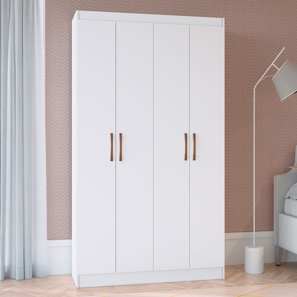 Guarda-Roupa Solteiro 4 Portas Lyon 8 Prateleiras 40467 Marrom