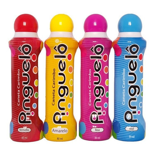 Kit 4 Caneta Carimbo Pinguelô De 80ml Marcador De