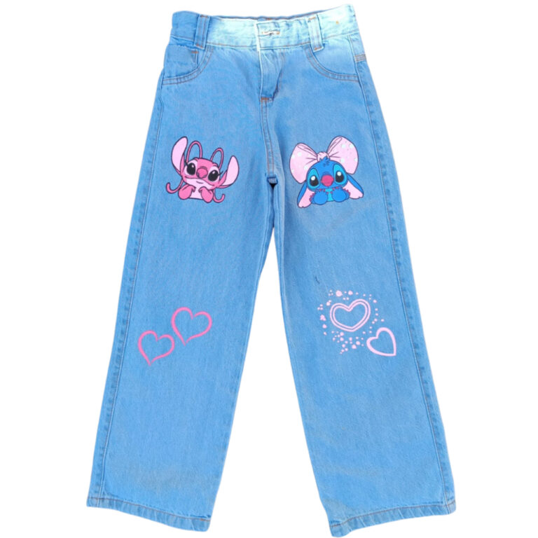 Calça wide leg jeans estampado infantil juvenil m