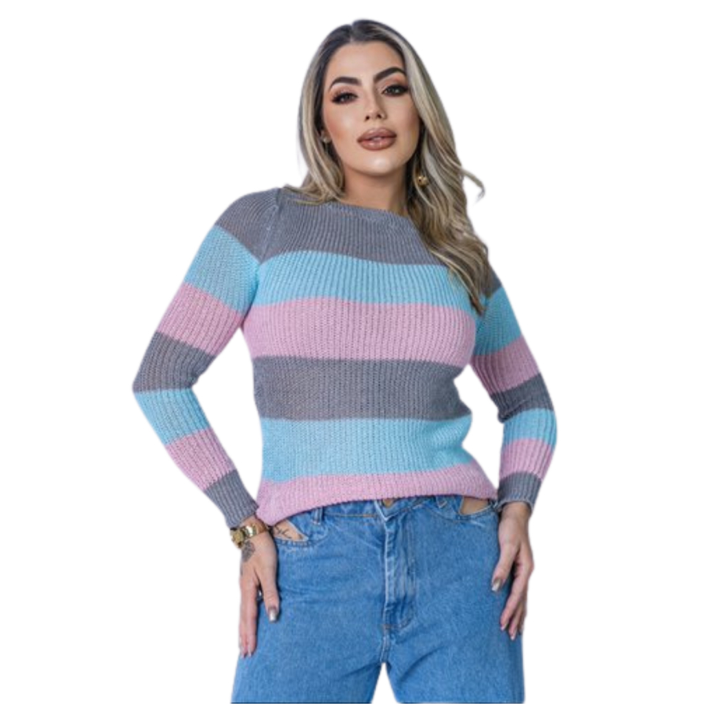 Blusa /  De Frio Feminina Manga Longa Suéter Trico Moda Inverno Promoção Blusinha