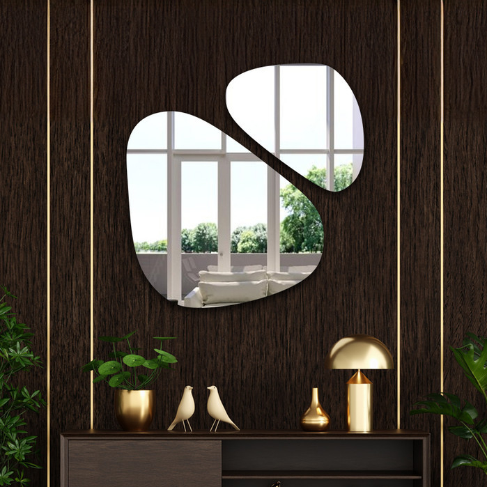 Kit 2 Espelho Organico De Parede 80×80 E 50