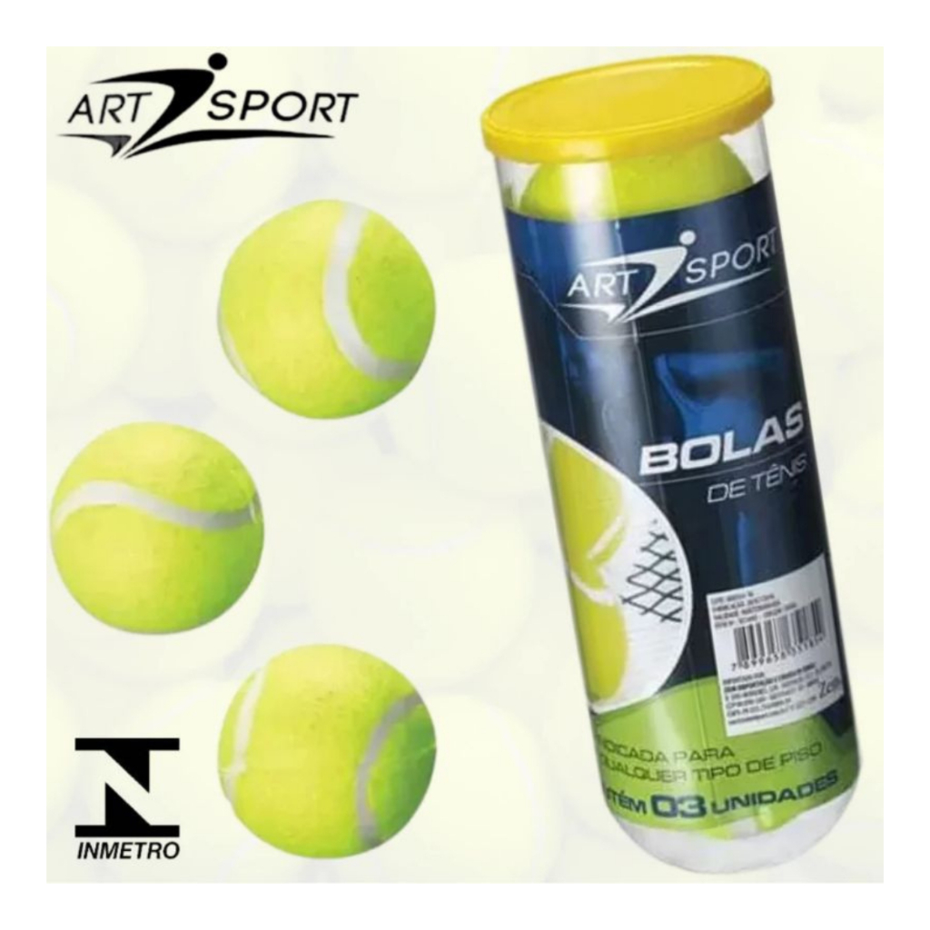 KIT 03 BOLAS TÊNIS ART BRINK ORIGINAL BOLINHAS SUPER RESISTENTE PARA JOGO E TREINOS