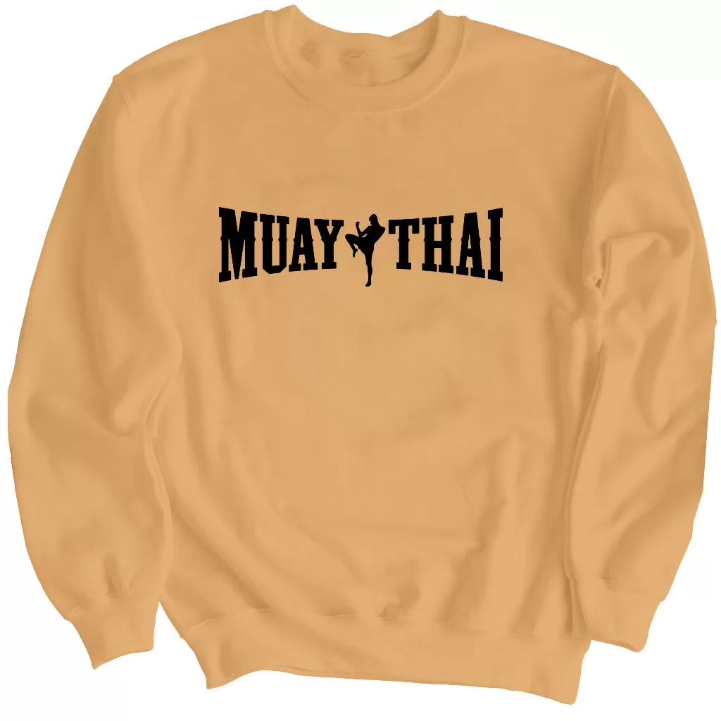 Moletom Careca Blusa De Frio Algodão Sem Capuz Flanelado Com Estampa Muay Thai