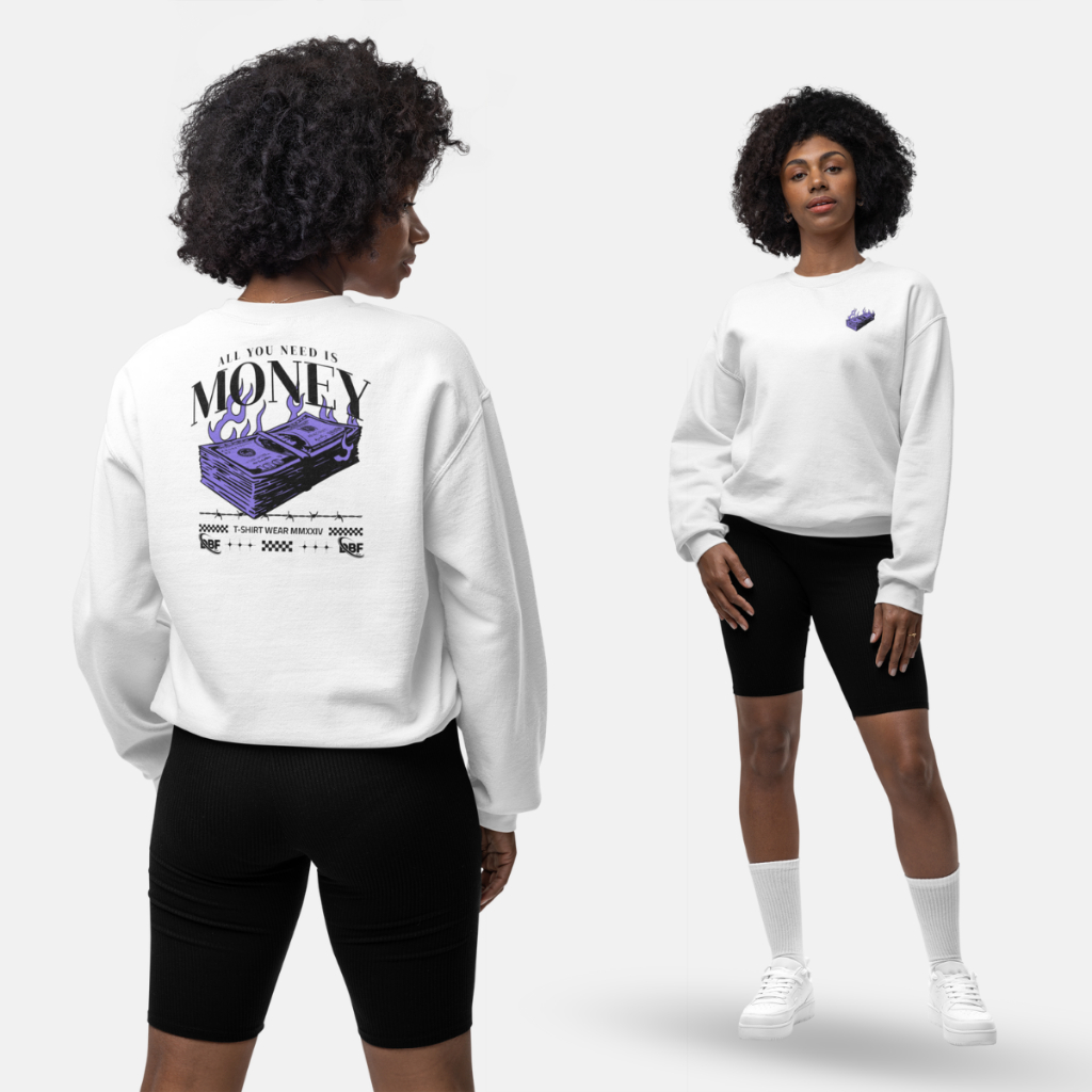 Blusa Moletom Branco Preto Feminino Masculino Oversized Street Wear Unissex Gola Careca Algodão Flan