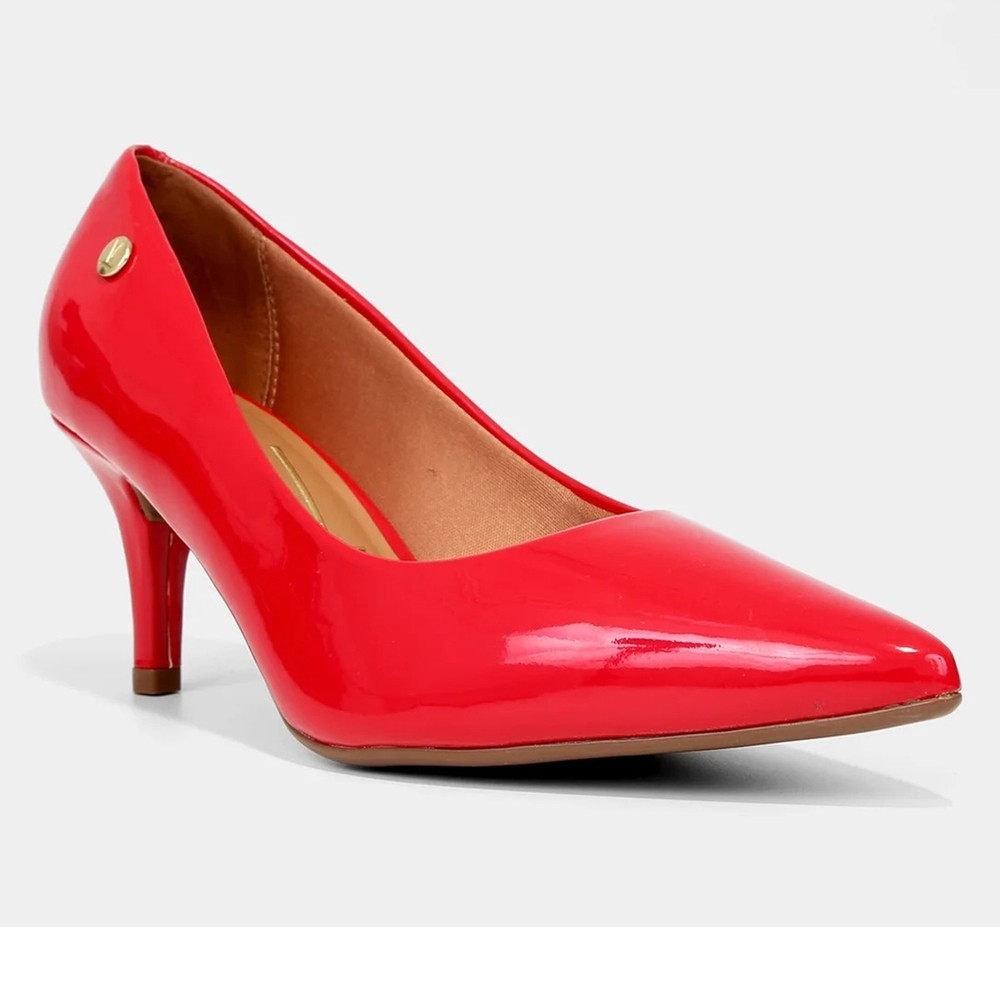 Scarpin Vizzano Bico Fino Salto Médio Verniz – Vermelho