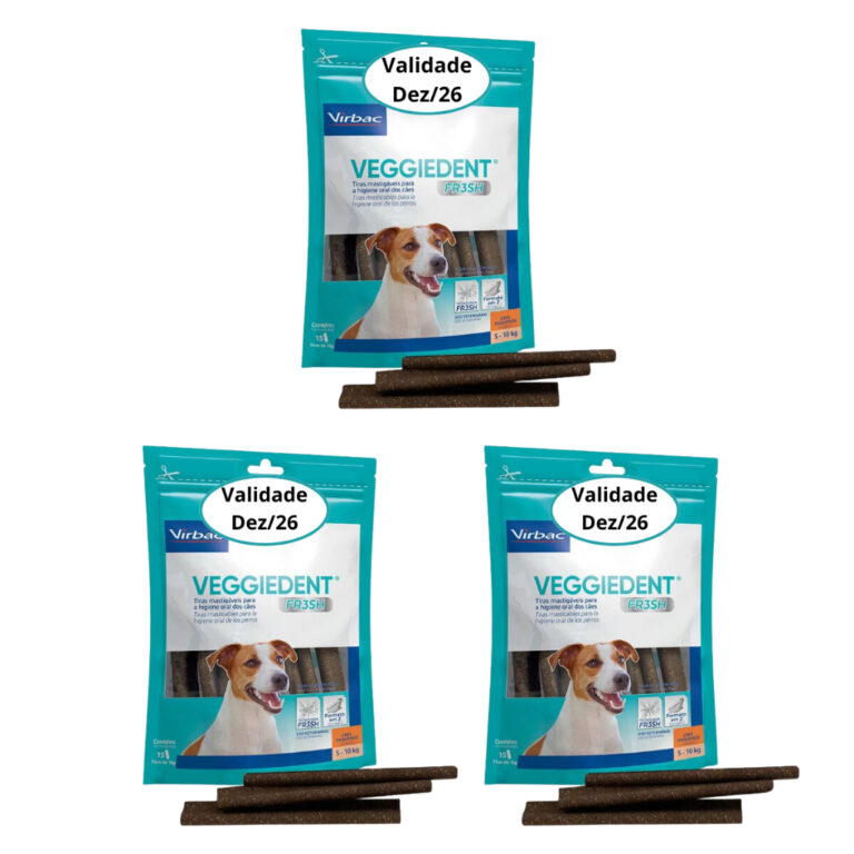 Kit 3 Veggiedent Fresh 15 Tiras P/ Cães De 5 A 10