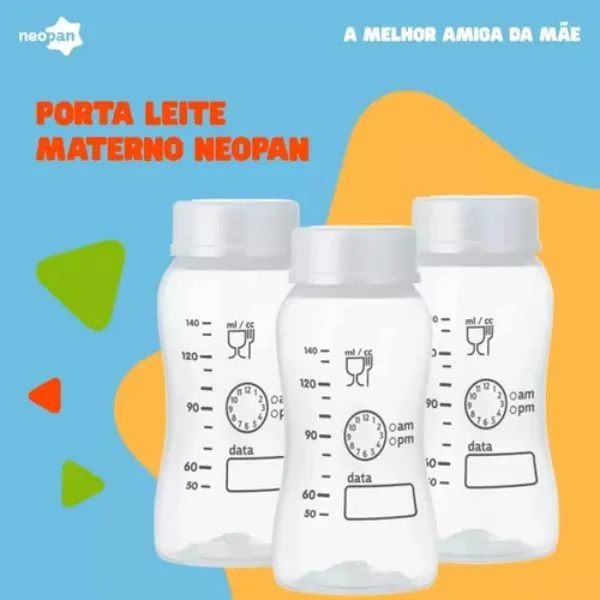 Porta Leite Materno Neopan Com 3 Potes 140ml