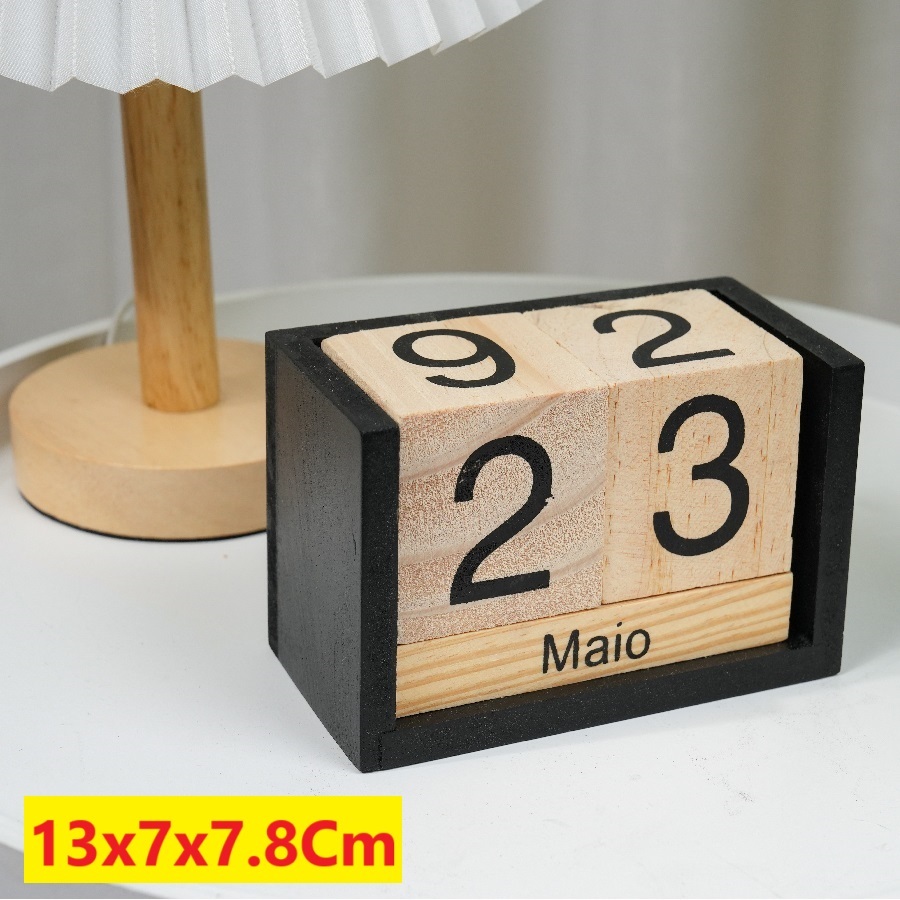 Calendário Permanente Cubo De Mesa 13x7x7.8Cm Mdf Decoração Escritório Dia E Mês