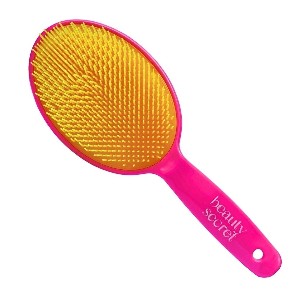 Escova Raquete Oval Cerdas Amarelas Beauty Secret Desembaraço Dos Fios