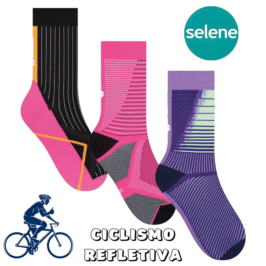 MEIA CICLISTA CANO LONGO COM REFLETIVO SELENE ORIGINAL
