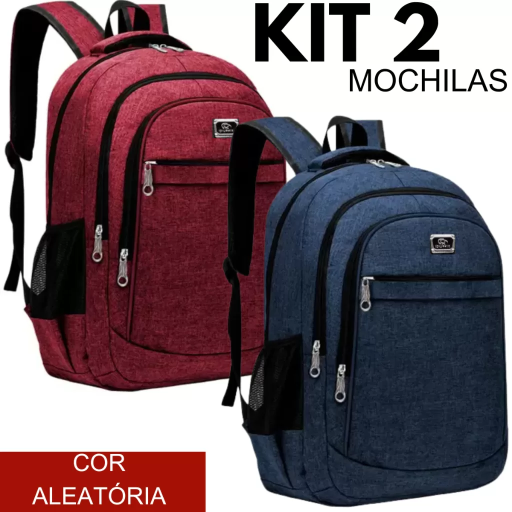 Kit 2 Mochilas Bolsa Viagem Resistente Coreana Masculina Feminina- Cor Aleatória